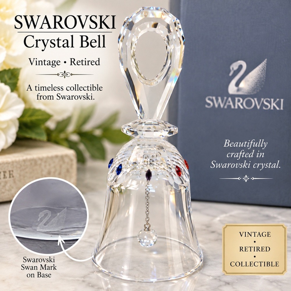 Swarovski Crystal Bell Vintage Retired Multi Color Jewel
Accents No box